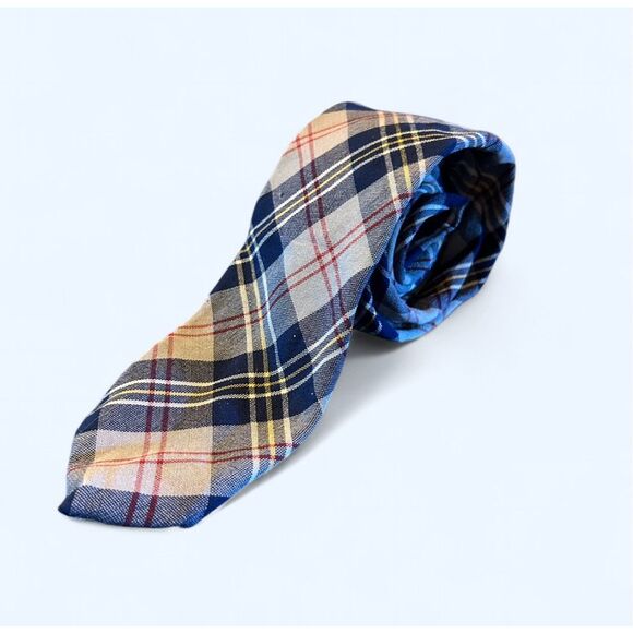 Pendleton Men’s Tan Blue Plaid Tie - Picture 1 of 9